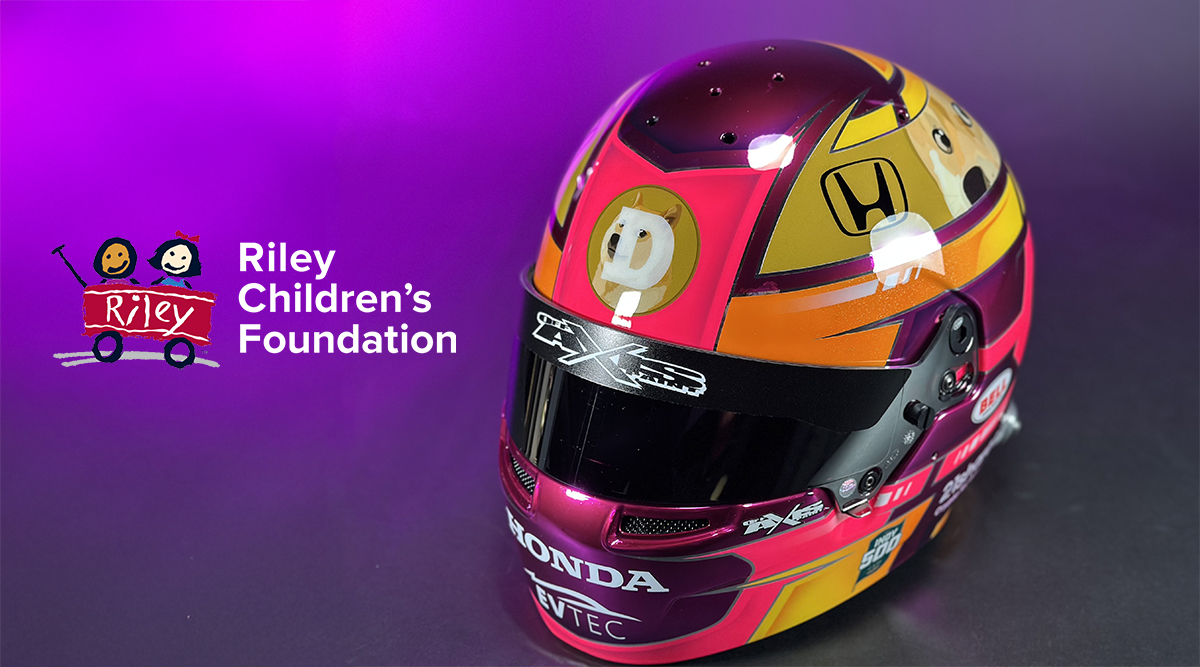 Dogecoin Indy Helmet, Riley Children’s Foundation Auction